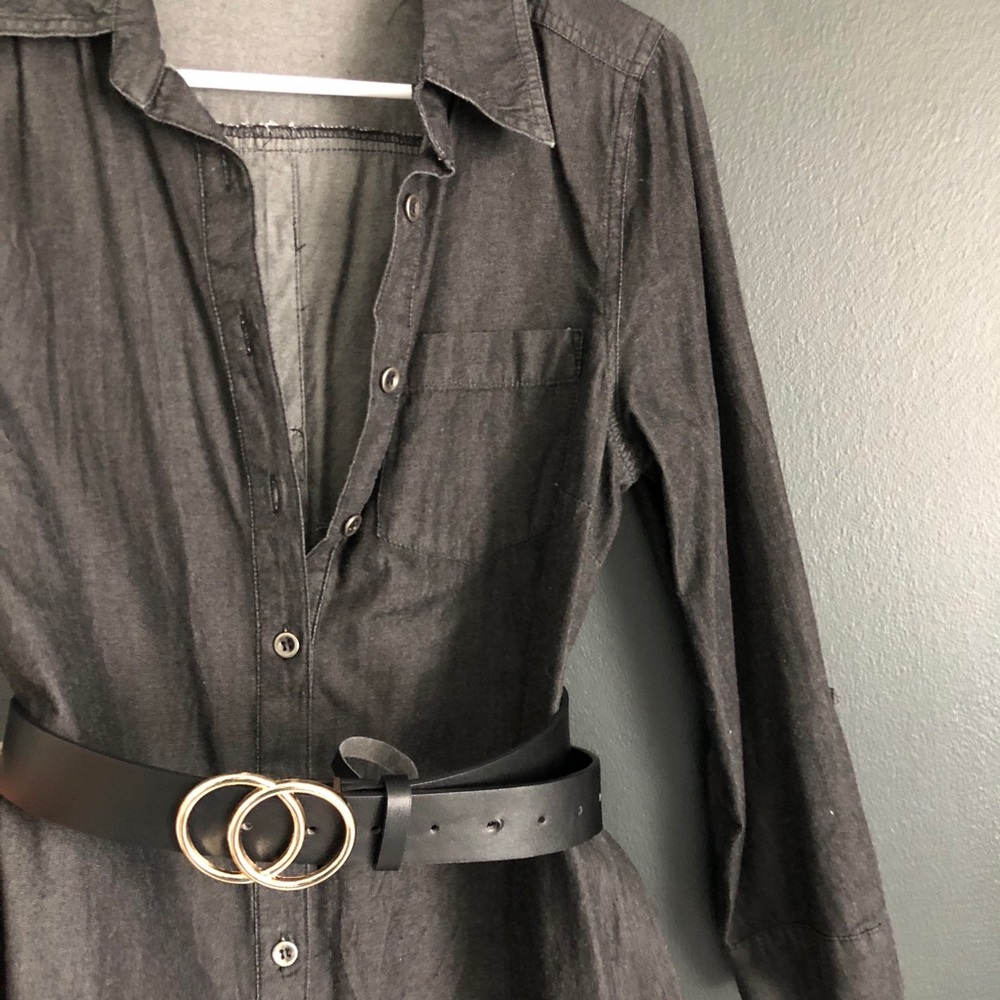 Charcoal Button up tshirt dress